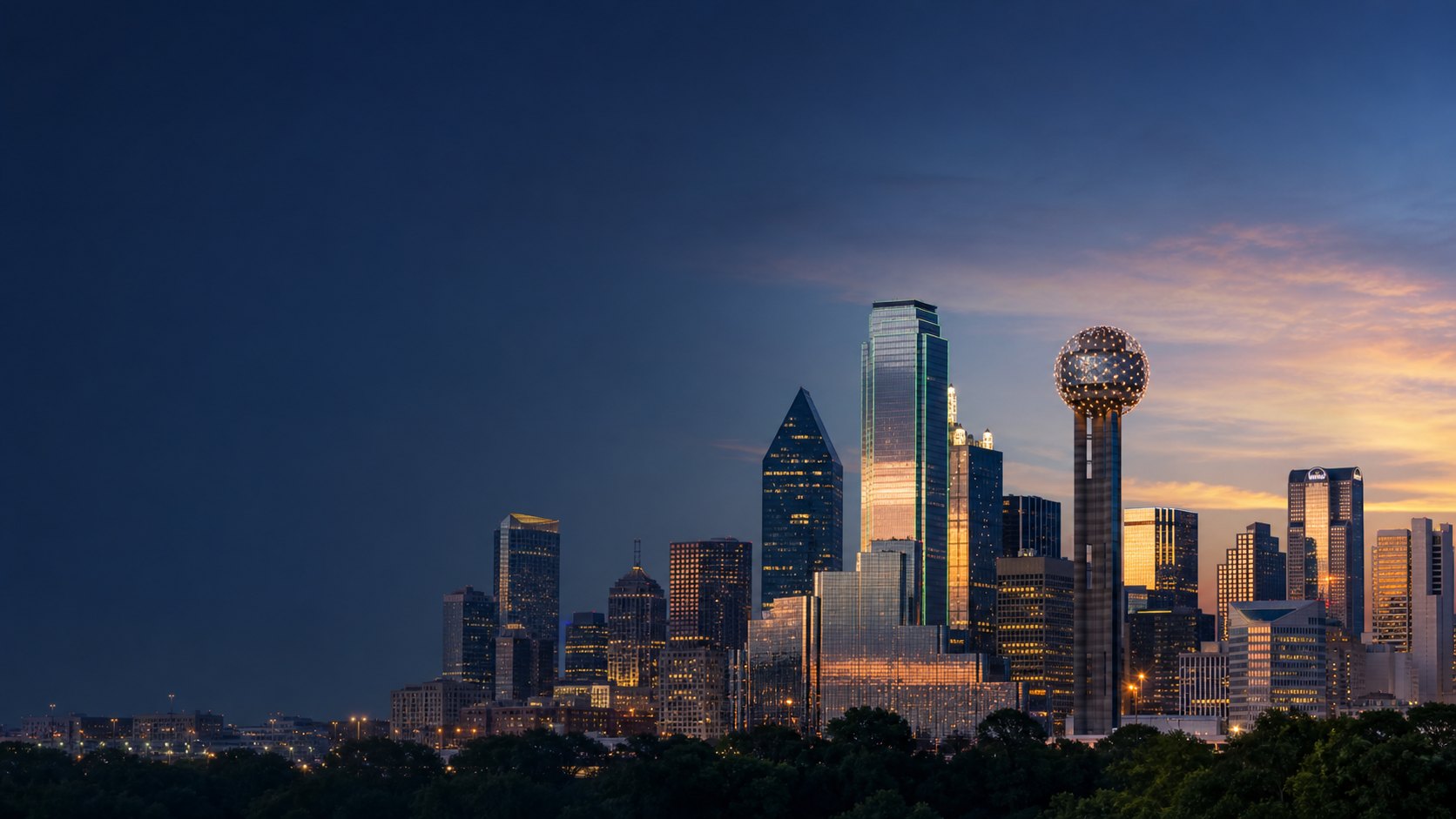Dallas skyline at golden hour