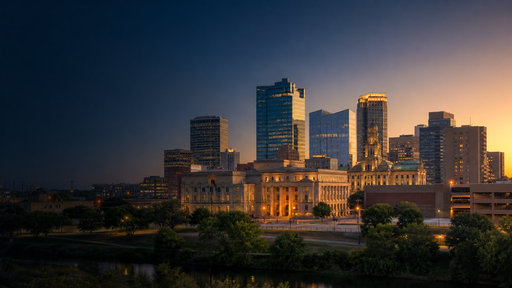 Fort Worth skyline at golden hour